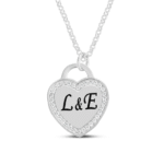 שרשרת לב משובץ עם חריטת לייזר