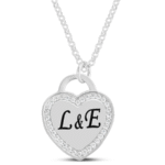 שרשרת לב משובץ עם חריטת לייזר