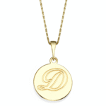 שרשרת זהב 14K תליון עגול עם חריטת אות אחת