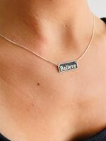 ⁦שרשרת Believe מלבנית⁩ – תמונה ⁦3⁩