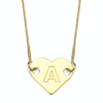 שרשרת זהב 14K עם תליון לב ועליו חריטת אות אחת לבחירה
