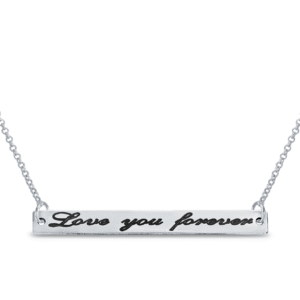 שרשרת מלבנית לרוחב עם כיתוב מושחר