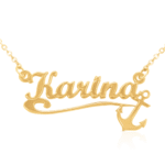 שרשרת שם אנגלית עם פס ועוגן