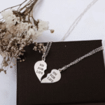 שרשרת לב חצוי עם כיתוב