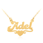 שרשרת שם אנגלית עם פס ולב באמצע