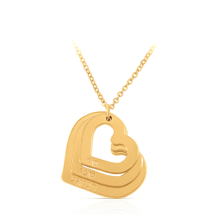 שרשרת 3 לבבות בגדלים שונים עם כיתוב ילדים