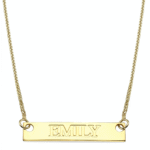 שרשרת בר לרוחב עם חריטת שם. זהב 14K