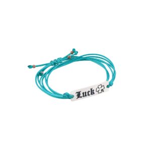 צמיד כסף למזל משולב עם חוט בצבע טורקיז
