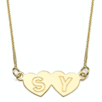 שרשרת זהב 14K עם שני לבבלות ועליהם חריטת אותיות לבחירה