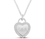 שרשרת לב משובץ עם חריטת יהלום