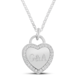 שרשרת לב משובץ עם חריטת יהלום