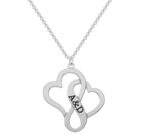 שרשרת שני לבבות משולבים עם כיתוב כסף אמיתי