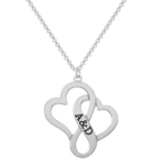 שרשרת שני לבבות משולבים עם כיתוב כסף אמיתי